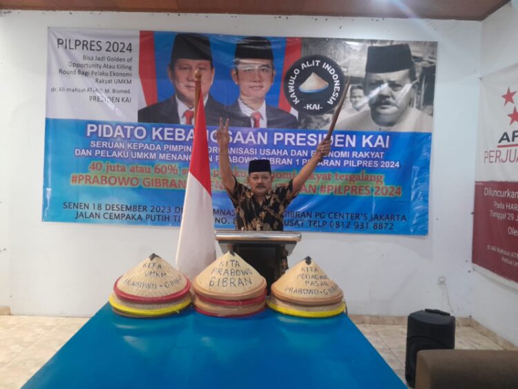 dr Ali Mahsun ATMO Presiden KAI: Tegak Lurus Lanjutkan Legacy Jokowi, Serukan 65,4 Juta Pelaku Ekonomi Rakyat UMKM Pilih dan Menangkan Prabowo Gibran 1 Putaran Pilpres 2024